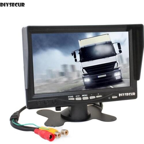 DIYSECUR 7" TFT LCD Car Monitor Display Car Reverse Rear View Monitor Screen AV Input Remote Control With Sun Shade
