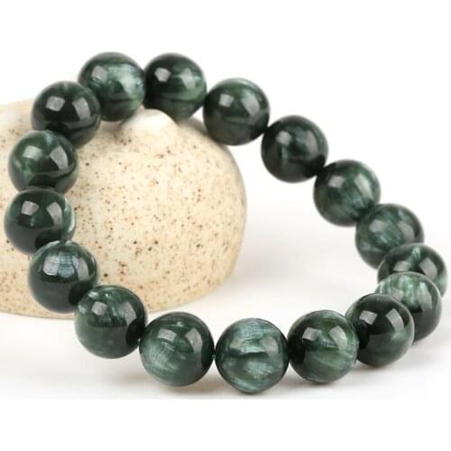 Natural chlorite Bracelet manufacturer direct selling color ink green dragon scale effect Green Dragon Crystal Bracelet