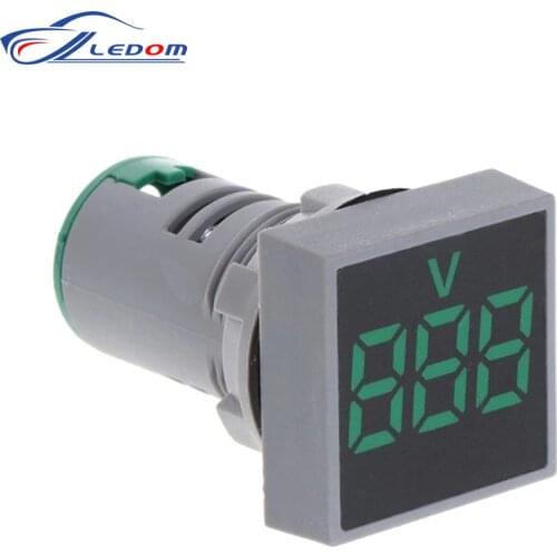 Digital Voltmeter AC 20-500V 22MM Square Panel LED Voltage Meters Indicator Light Car Ammeter Current