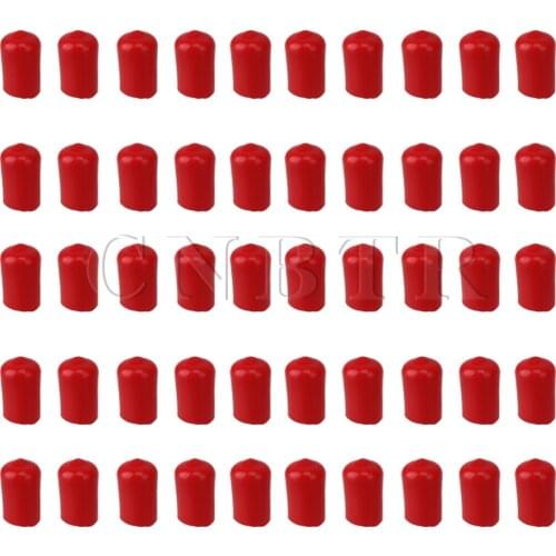CNBTR 14mm Dia Red Soft Rubber Screw Thread Protector Cover Vinyl Round Hose Finisher Pipe Stop Protector Pack of 50