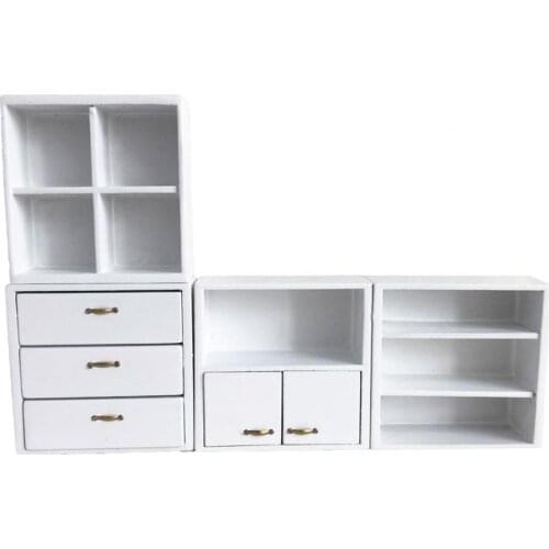 Miniature Scale 1:12 Wooden Dollhouse Furniture Locker Combination Cabinet Pretend Play Toys Gift For Kid