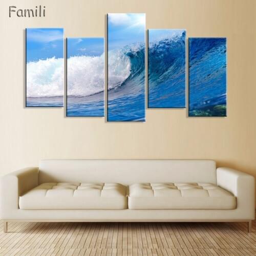 Art Print Oil Painting Blue Waves Decoration Painting Home Decor On Canvas Modern Wall Art Canvas Print Poster Canvas Painting