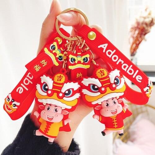China Luna New Year Traditional Doll Keychain For Girls Boys Key Chain Women Rubber Trinkle Key Ring Chains Car Bag Charm D798