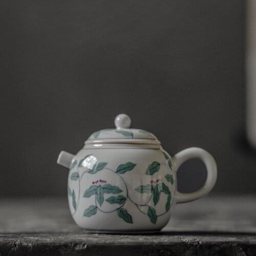 Chinese Style Small Pot 150ml Teapot Hand Painted Full Color Lianlizhi Teapot Kungfu Tea Set Ceramic Single Pot Household Teapot