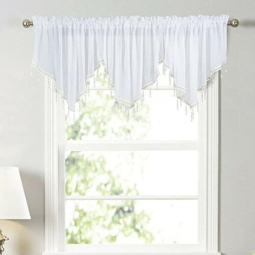 2Pc Pastoral Style Triangle Shape Kitchen Short Curtain Window Valance Drape Coffee Bar Home Decor Sheer Tulle Short Curtain