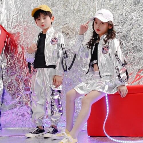 Stage Performance Clothing Hiphop Jazz Dance Outfit Clothing for Girls Shining Street Fashion Evening Party Kids Costumes