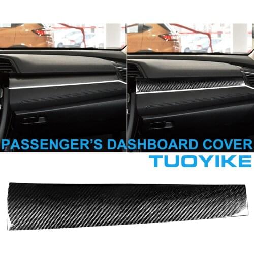 LHD Styling Carbon Fiber Console Passengers Side Dashboard Instrument Frame Cover Panel Trim For Honda CIVIC 10th 10x 2016-20