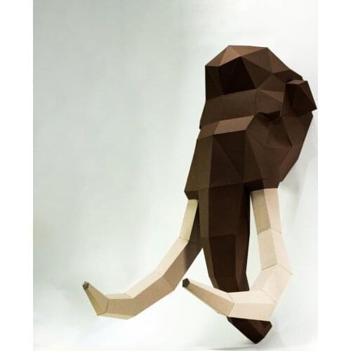 Wall Art Mammoth Head 3D Paper Model Animal Sculpture Mammoth Papercraft DIY Kit for Living Room Wall Decoration Home Decor