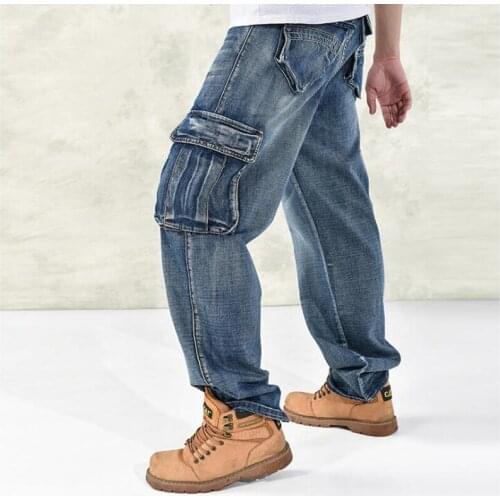 2018 New Man loose jeans hiphop skateboard jeans baggy pants denim pants hip hop men jeans