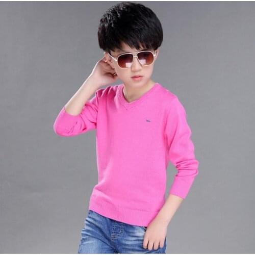New Kids Boys Casual Autumn Spring V-Neck Keep Warm Knitted Sweaters 100%Cotton Harmont Long Sleeve Blaine Solid Sweater