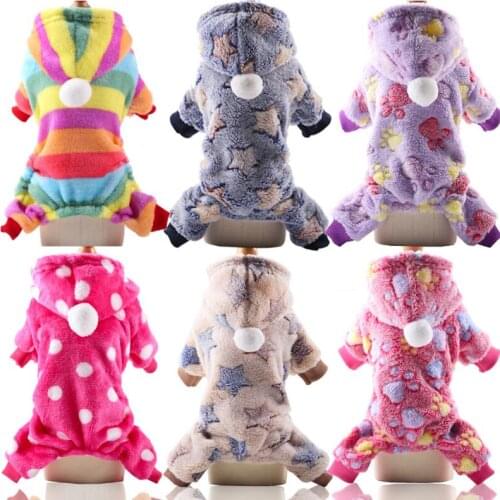 Dog Clothes Pajamas Fleece Jumpsuit Winter Dog Clothing Four Legs Warm Pet Clothing Outfit Small Dog Star Costume Apparel
