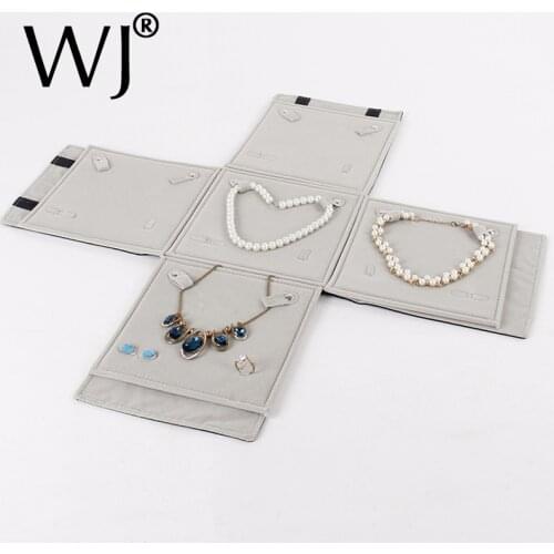 Portable Multi-functional Velvet Jewelry Storage Display Travel Roll Bag Organizer for Pendant Necklace Earrings Ring Set Holder