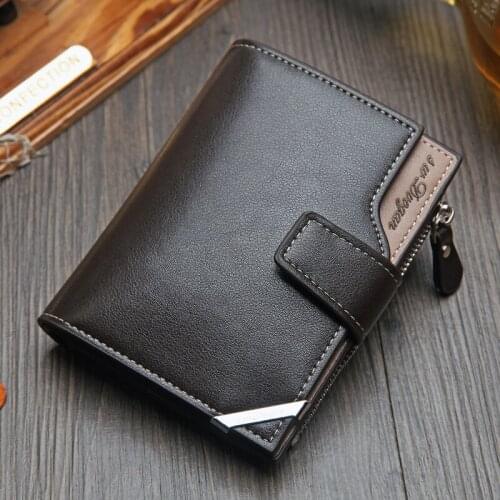 Casual Mens Wallet Short Fashion Two Fold Hasp British Casual Multi-function Card Holder Zipper Buckle Wallet