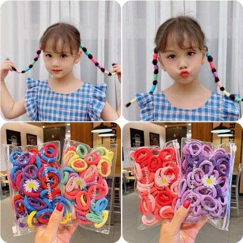 50Pcs Women Colorful 3cm Nylon Elastic Hair Band Girls Ponytail Solid Rubber Bands Headband Headwear Fashion Hair Accessories