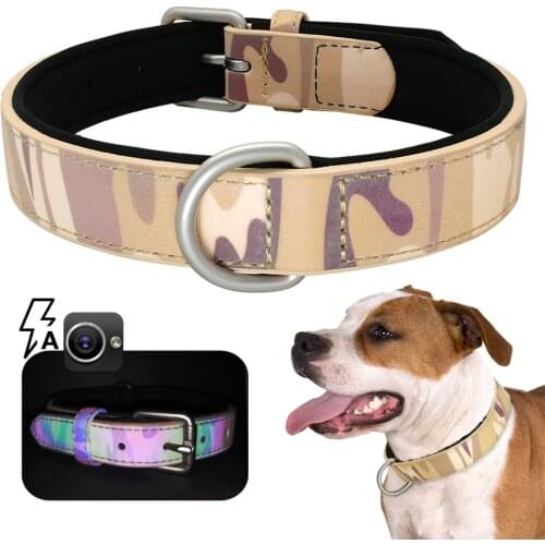 Adjustable Dog Leather Collar For Small Medium Large Dogs Pet Camouflage Collar S M L XL Pet Supplies