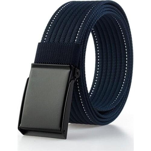 Flying Art Mens Black Nylon Belt Fashion Casual Genuine Luxury Quick Release Metal Buckle Canvas Jeans Belt Women
