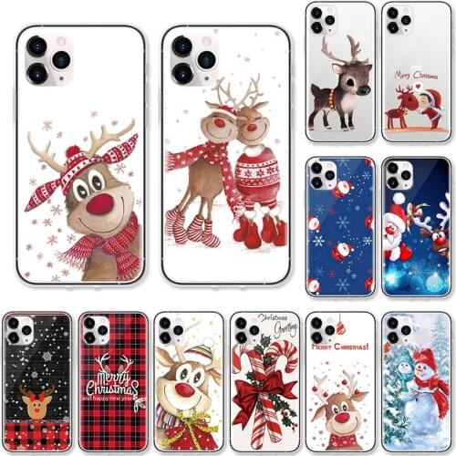 Christmas Phone Case For iPhone 12 Mini 11 Pro Max Etui Clear Funda Cases For iPhone XS Max X XR 5s SE 2020 6 8 7 Plus TPU Cover