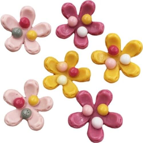 Hand Painted Resin Mix Colorful Kawaii Flower Flatback Cabochon Stone 12PCS Scrapbook DIY Decor Crafts SF926