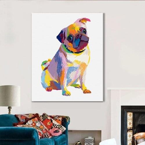 Handpainted Animal Modern Art For Home Decor High Quality New Home Abstract Lovely Dog Oil Paintings on Canvas Hang Pictures