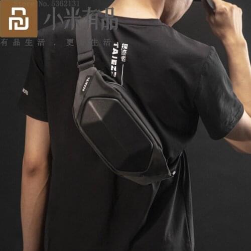 New Youpin TAJEZZO Mini Belt Bag Men Women Polyhedron PU Backpack Waterproof Sports Chest Pack Bags Phone Bag For Travel Camping
