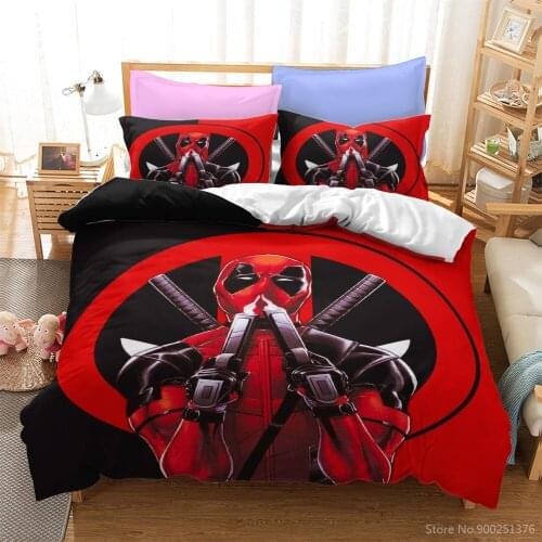 Marvel Deadpool 3D Printed Duvet Cover Set Twin Full Queen King Size Bedding Set Comforter Cover & Pillowcase Set for Boys Adult
