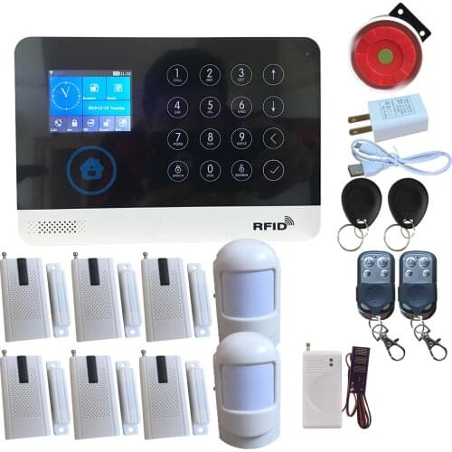 New Home Burglar Security Alarm WIFI GSM Alarm System Wireless RFID Motion PIR Door Smoke Water leakage Sensor GSM Home Alarm