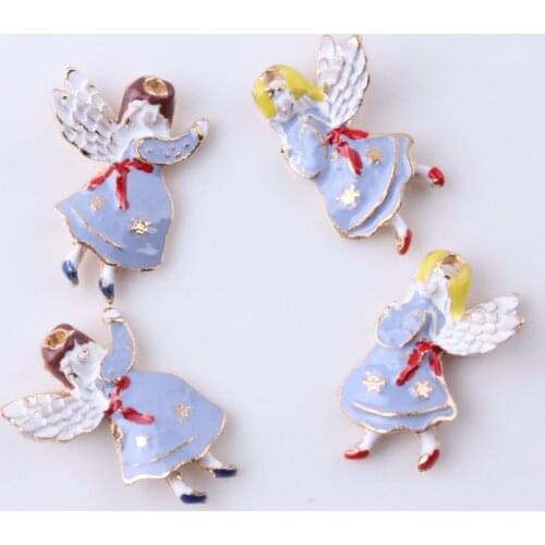 Alloy Drop Oil Kawaii Wing Angle Charms For Bracelets Necklace Pendant Handmade DIY Craft For Women Jewelry Findings Making Gift