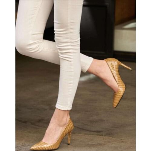 Mink Crocodile Patterned Stiletto.Style icon fashion high heels. Summer. Luxury