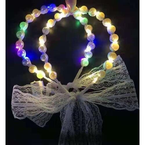 Led Colorful Three-speed Color-changing Flashing Fairy Luminous Hair Band Hair Band Tie Female Hair Lace Pearl Band Headdress