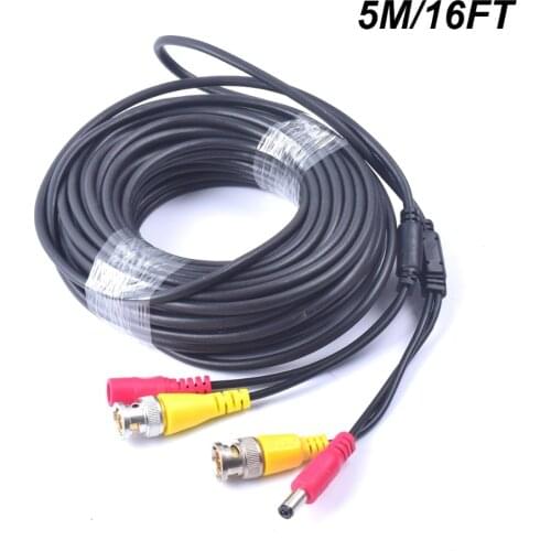 16FT 5M Pre-made 2-in-1 BNC Video + Power DC Extension Cable for CCTV Security Camera Home Surveillance Closed-circuit TV System