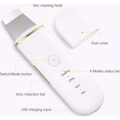 Ultrasonic skin scrubber USB charging shoveling machine Ultrasonic skin scrubber cleans blackheads skin Facial Pore Cleanser