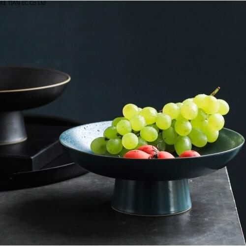 Japanese Ceramic Tall Fruit Plate Tableware Jane Home Large Dessert Dried Fruit Cake Plate Food Display Table Kitchen Supplies