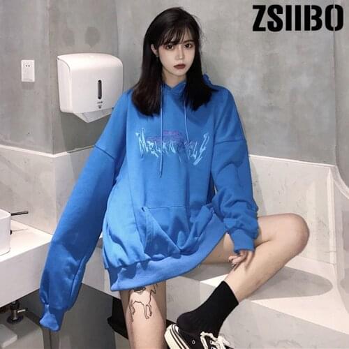 Harajuku women hoodie Letter embroidery print Plus Size womens clothing 2019 Fall Long Sleeve Female Hoody Couple clothes