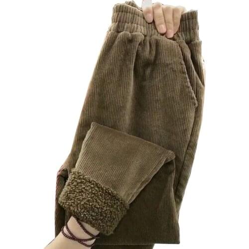 Corduroy Harem Pants Women 2020 New Autumn Winter Fashion Elastic Waist Thicken Warm Female Long Trousers High Waist Pants