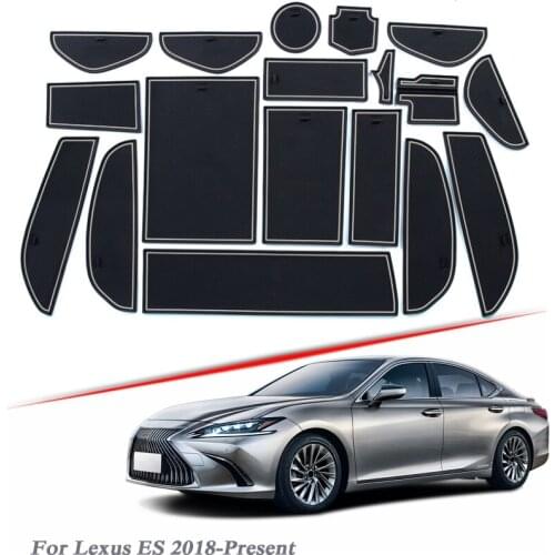 18pcs Car Styling For Lexus ES 2018-Present Latex Gate slot pad Interior Door Groove Mat Non-slip dust Mat Interior Accessories