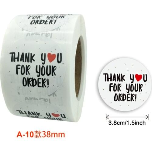 500pcs 1.5inch white Thank You For Supporting My Small Business Label Thank You Sticker For Wedding Party Packaging Box Seal