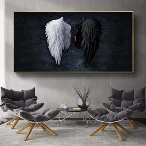Abstract Black and White Angel wings Canvas Paintings on the Wall Art PicturesPosters and Prints Wings Home Decoration no frame