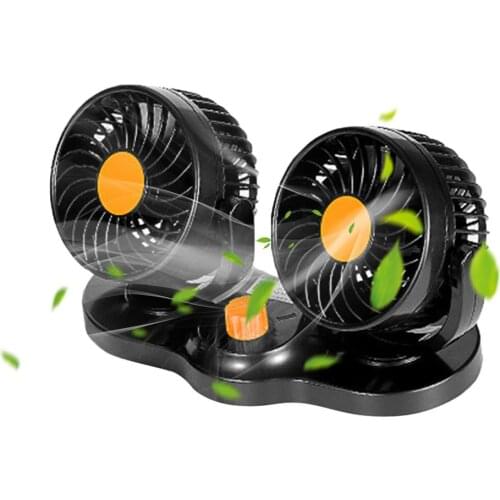 12V/24V Car Cooling Fan 360 Degree All-Round Rotatable Air Circulation Fan Dual Head Low Noise Auto Cooler Air Fan Car Accessory