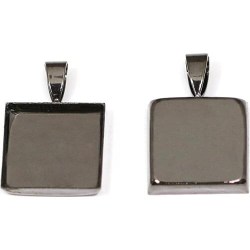 Beadsnice ID5639smt1 Brass Square Pendant Tray 16mm Cabochon Base Pendant Base Jewelry Findings Pendant Setting Bezel Cup