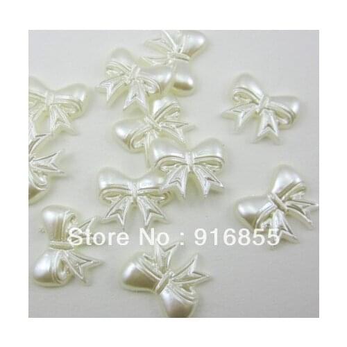 Free shipping!1000pcs/lot 12*14mm cream white color bow-knot shape craft flatback imitation pearl beads for DIY