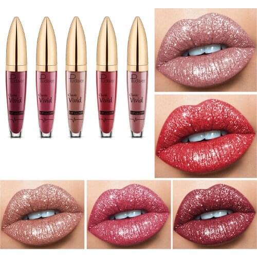 5 Colors Diamond Shimmer Glitter Lipg Loss Matte To Glitter Liquid Lipstick Waterproof Diamond Pearl Colour Lip Gloss Make Up