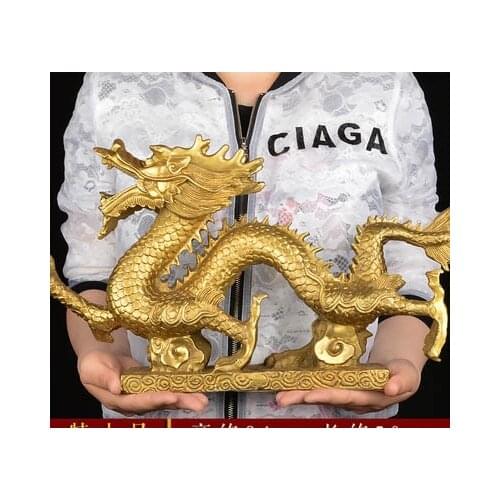 LARGE # home office company efficacious protection talisman # Money drawing booming heavenly dragon Brass statue Decoration