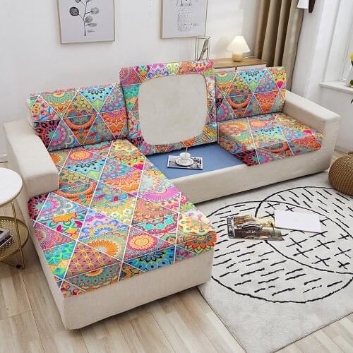 Mandala Sofa Seat Cushion Cover Furniture Protector for Pets Kids Bohemian Stretch Washable Removable Slipcover
