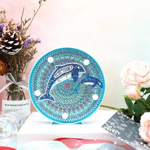 DIY Diamond Painting Dolphin Animal Led Lamp Rhinestone Beads With Light With Frame Diamond Tool Full Drill Christmas Gifts