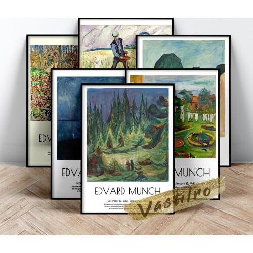Edvard Munch Exhibition Museum Poster, Edvard Elm Forrest In Spring Art Prints, Munch The Girls On The Bridge Canvas Painting