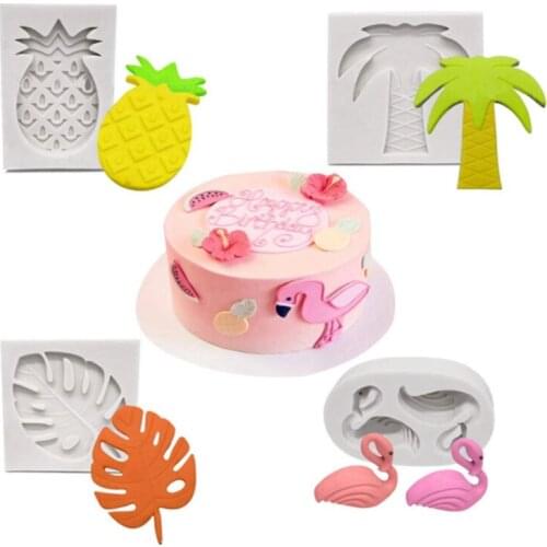 Famingo Tree Pineapple Molds Fondant Cake Decor Tools Silicone Molds Sugarcrafts Chocolate Baking Tools For Cakes Gumpaste Form