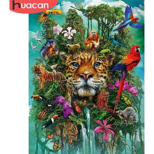 HUACAN Painting By Number Leopard Animal Kits For Adults Handpainted DIY Picture By Number Tiger On Canvas Home Decoration