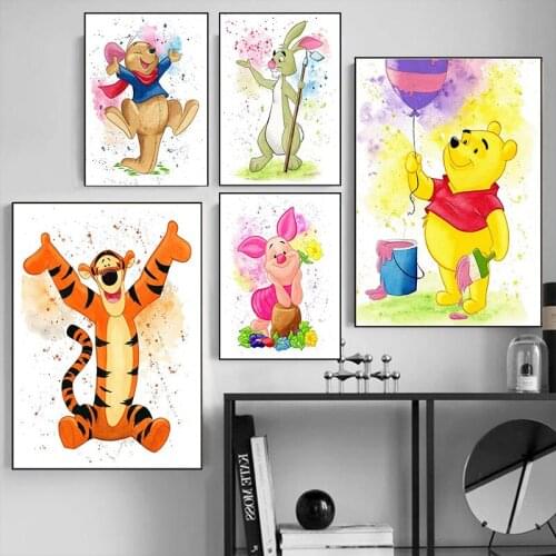 Canvas Paintings Disney Cartoon Anime Winnie The Pooh Posters and Prints Wall Art Pictures for Living Baby Room Home Decoration