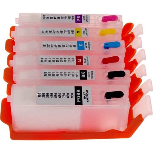 6PCS Refillable PGI 580 CLI 581 XXL ink cartridge with ARC chip For Canon TS8150/TS8151/TS8152/S8250/TS8251/TS8252 ink cartridge