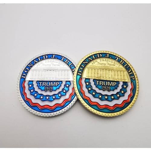 2020 DONALD Trump Gold Silver Commemorative Coin Keep America Great Colorful Flag Eagle Silver Gold Plated Coins